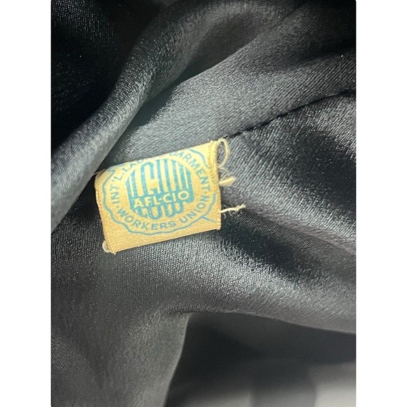 VTG Black Wool A-Line Swing Coat Scalloped Mink Collar Raglan Sleeves Jackie O - Picture 13 of 16